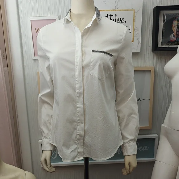 Peserico White Shirt with Gray Detail - Picture 1 of 7